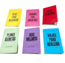 Cargar imagen en el visor de la galería, Cuadernos - Notebooks - Diarios con mensajes 6 unidades variades - Mensajes de Colores