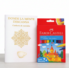Cargar imagen en el visor de la galería, Mandalas para adultos + rotuladores | Ritual de calma y creatividad " Donde descansa la mente"