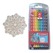 Cargar imagen en el visor de la galería, mandalas de madera para colorear con rotuladores