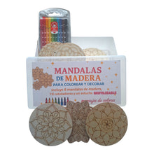 Cargar imagen en el visor de la galería, Set de mandalas de madera con rotuladores Stabilo y estuche reutilizable para colorear y decorar.