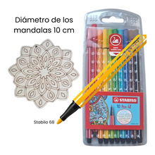 Cargar imagen en el visor de la galería, mandalas de madera de 10 cm de diametro
