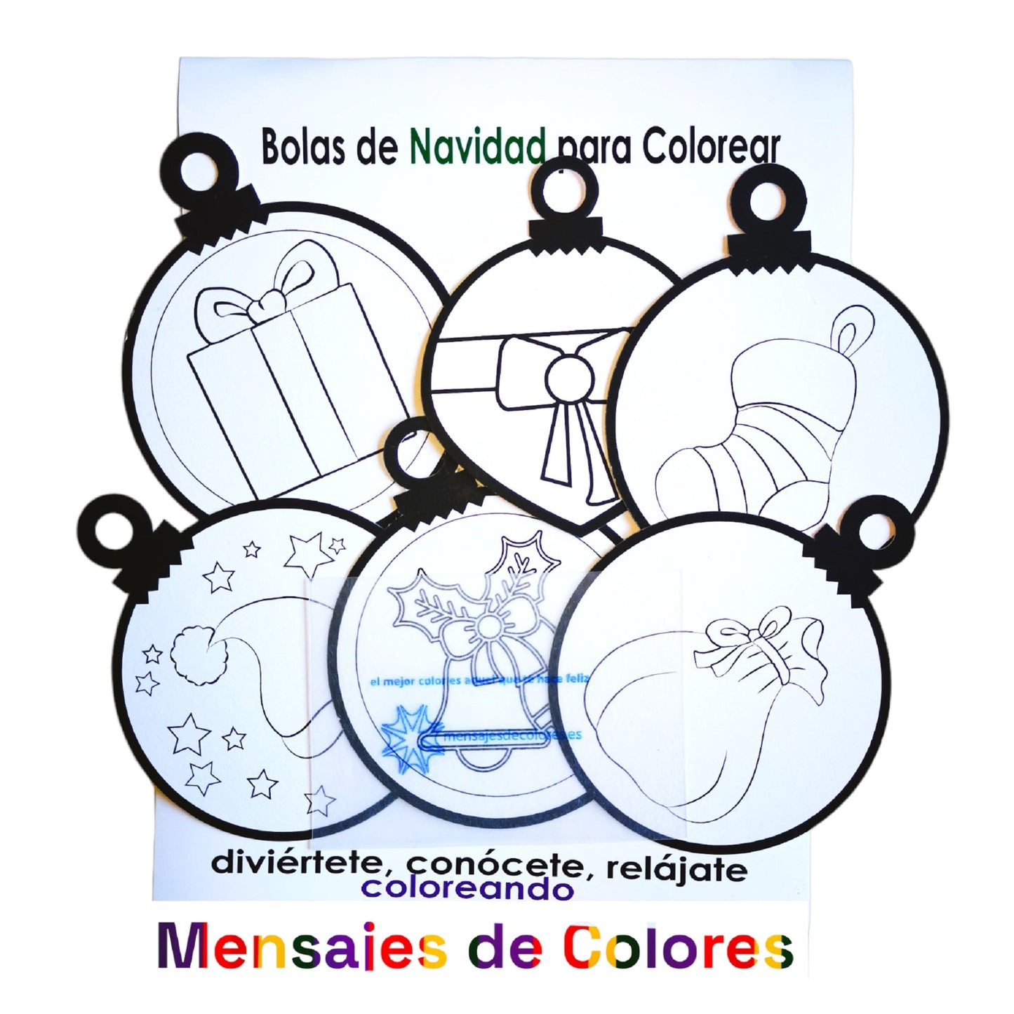 Bolas de Navidad para Colorear (20 unidades) - Mensajes de Colores