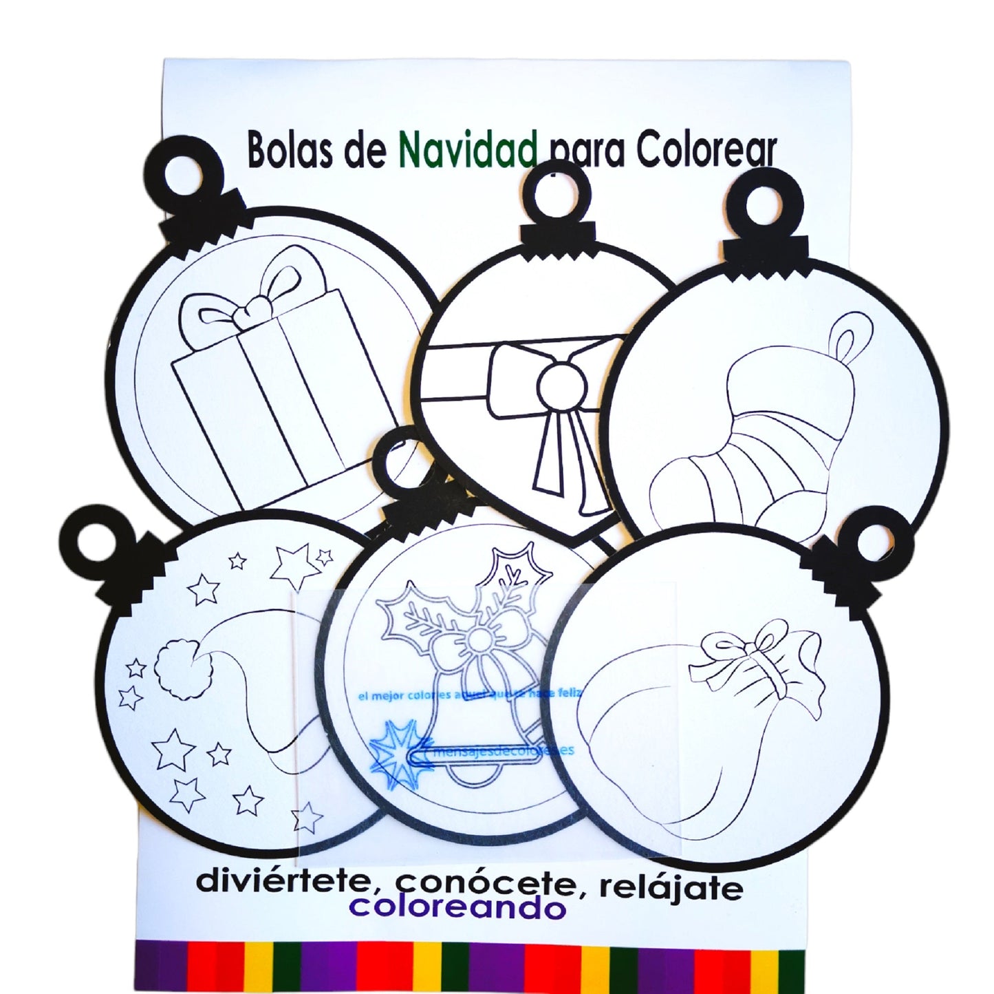 Bolas de Navidad para Colorear (20 unidades) - Mensajes de Colores