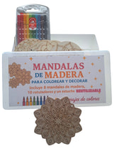 Cargar imagen en el visor de la galería, Mandalas de madera con diseños grabados, listas para colorear con rotuladores.

