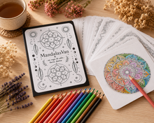 Cargar imagen en el visor de la galería, Kit de Mandalas para Colorear 16 Postales Premium 300g + 12 Lápices
