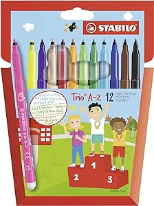 Rotulador Stabilo trio a-z caja de 12 unidades Colores Surtidos