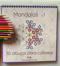 Cargar imagen en el visor de la galería, Pack : Libro de Colorear Mandalas v.1 y 24 lápices de colores acuarelables Noris
