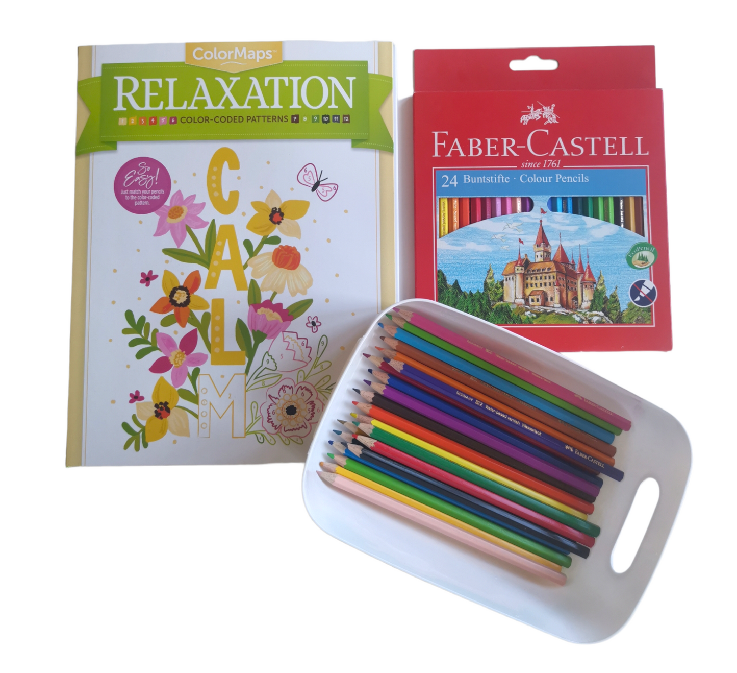 Pack libro de colorear por números de Colormaps  con 24 lápices de Faber Castell