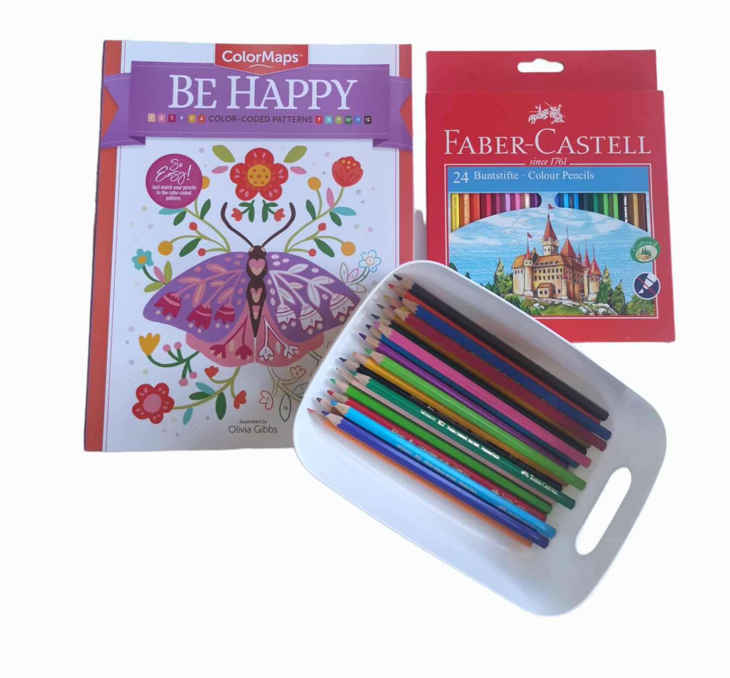 Pack libro de colorear por números de Colormaps  con 24 lápices de Faber Castell