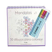 Cargar imagen en el visor de la galería, Pack : Libro de Colorear Mandalas v.1 y Rotuladores
