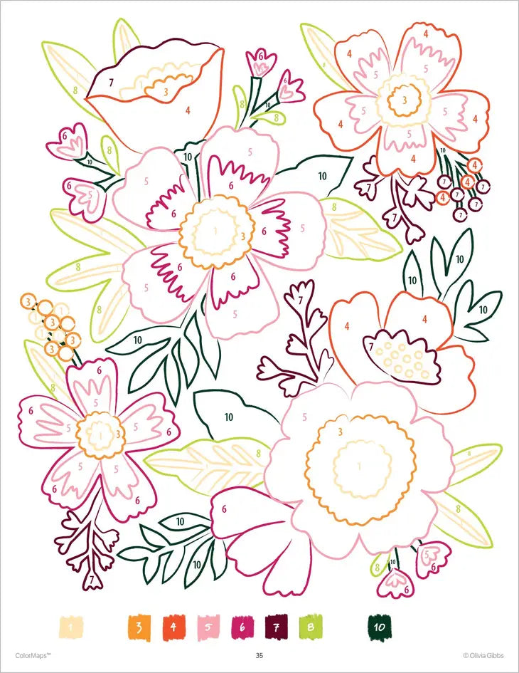 Libro para Colorear por Números "Flowers": Flores de Colormaps